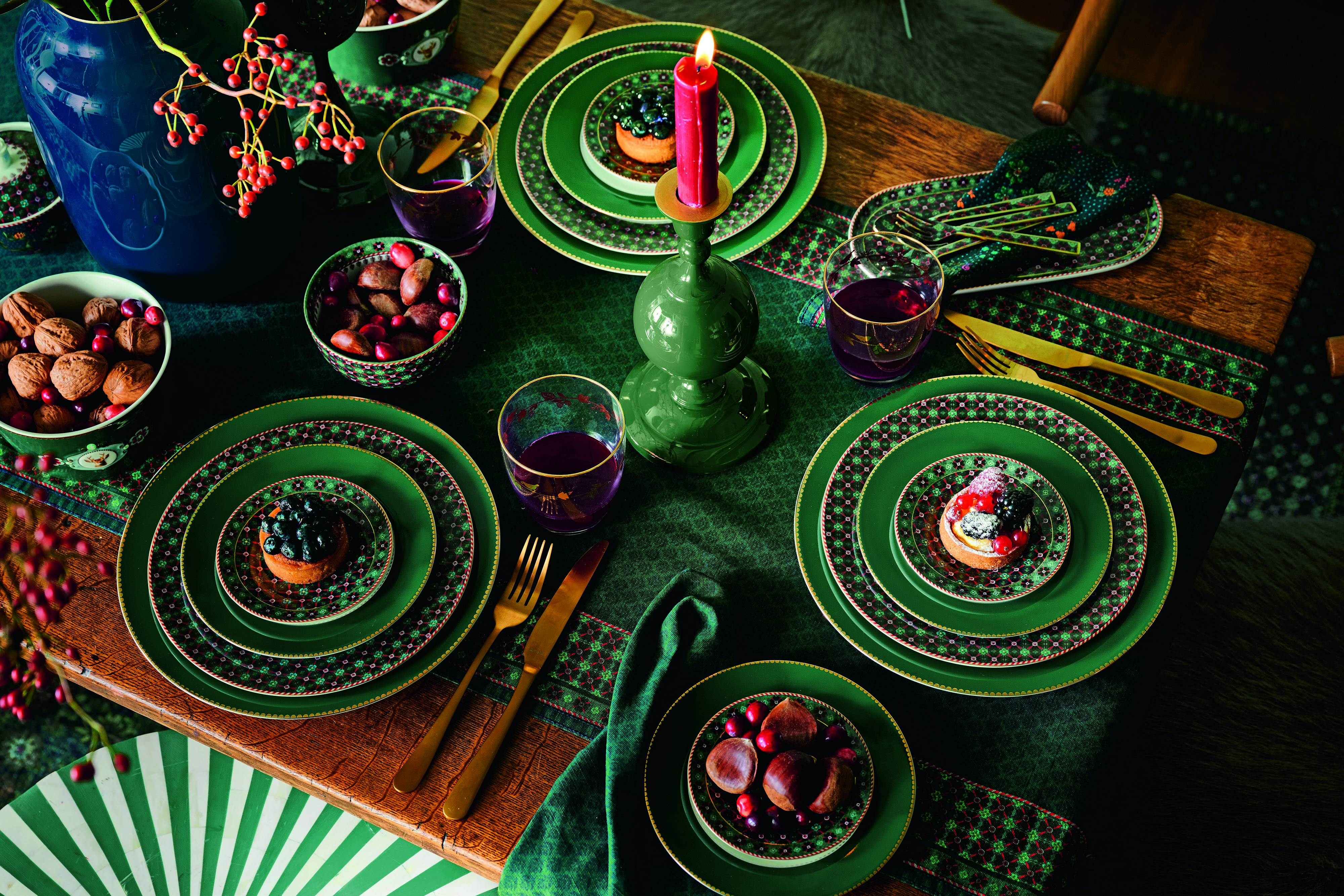 Pip Studio Berry Blues mix Love Birds FW2025 Tableware Green 01